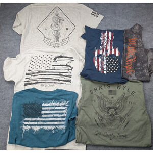 Howitzer Shirts Mens Medium 5 Tees Americana Patriotic Flag Military Chris Kyle